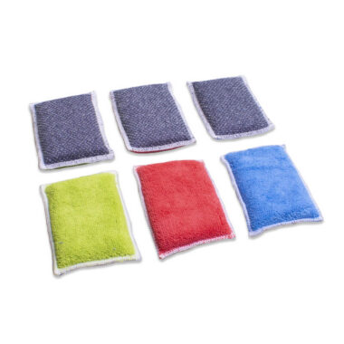 bag 3 x scouring sponge microfibre duo blue pink