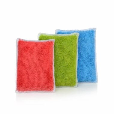 Dual-Sided Microfiber Scouring Pads 3-pack Blue/Pink/Yellow